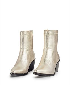 Mujer POPA BRAND Botines | Botin Olivia Laminado Platino