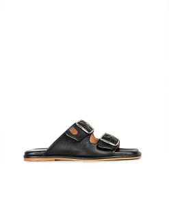 Mujer POPA BRAND Sandalias | Sandalia Plana Galtina Full Negro