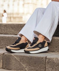 Mujer POPA BRAND Sneakers | Zapatilla Maladeta Nylon Negro Y Beige