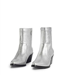 Mujer POPA BRAND Botines | Botin Olivia Laminado Plata