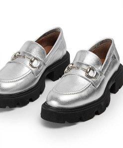 Mujer POPA BRAND Mocasines | Mocasin Zintia Laminado Plata