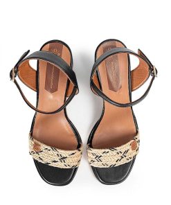 Mujer POPA BRAND Sandalias | Sandalia Tacon Caleta Chiara Negro