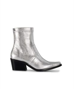 Mujer POPA BRAND Botines | Botin Olivia Laminado Plata