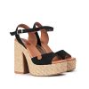 Mujer POPA BRAND Sandalias | Sandalia Tacon Plataforma Saladeta Serraje Negro