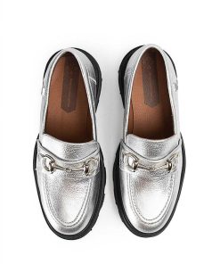 Mujer POPA BRAND Mocasines | Mocasin Zintia Laminado Plata