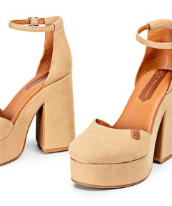 Mujer POPA BRAND Sandalias | Sandalia Tacon Plataforma Minas Suede Arena