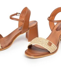 Mujer POPA BRAND Sandalias | Sandalia Tacon Caleta Chiara Cuero