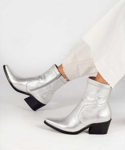 Mujer POPA BRAND Botines | Botin Olivia Laminado Plata