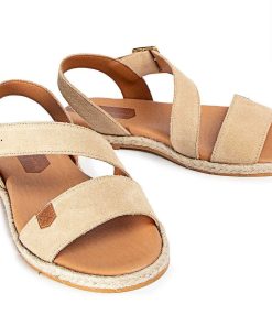 Mujer POPA BRAND Sandalias | Sandalia Plana Leyte Serraje Camel