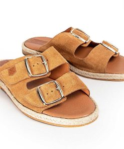 Mujer POPA BRAND Sandalias | Sandalia Plana Galdana Serraje Cuero