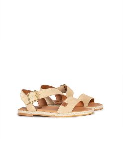 Mujer POPA BRAND Sandalias | Sandalia Plana Leyte Serraje Camel