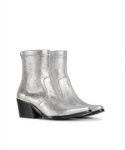 Mujer POPA BRAND Botines | Botin Olivia Laminado Plata