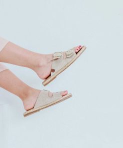 Mujer POPA BRAND Sandalias | Sandalia Plana Galdana Boreal Platino