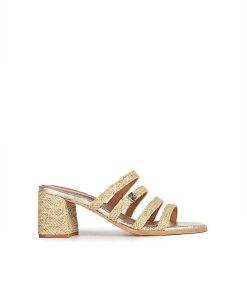 Mujer POPA BRAND Sandalias | Sandalia Tacon Palmar Cuerda Oro