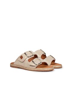 Mujer POPA BRAND Sandalias | Sandalia Plana Galdana Boreal Platino