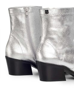 Mujer POPA BRAND Botines | Botin Olivia Laminado Plata