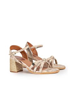 Mujer POPA BRAND Sandalias | Sandalia Tacon Lipez Laminado Oro