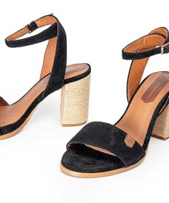 Mujer POPA BRAND Sandalias | Sandalia Tacon Terranova Serraje Negro