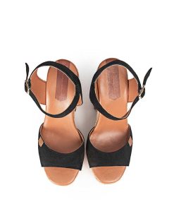 Mujer POPA BRAND Sandalias | Sandalia Tacon Plataforma Saladeta Serraje Negro