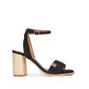 Mujer POPA BRAND Sandalias | Sandalia Tacon Terranova Serraje Negro