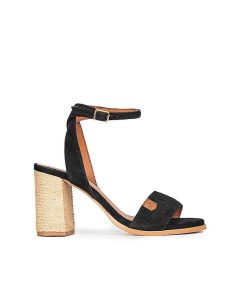 Mujer POPA BRAND Sandalias | Sandalia Tacon Terranova Serraje Negro