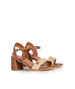 Mujer POPA BRAND Sandalias | Sandalia Tacon Caleta Chiara Cuero