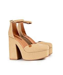 Mujer POPA BRAND Sandalias | Sandalia Tacon Plataforma Minas Suede Arena