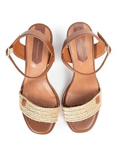 Mujer POPA BRAND Sandalias | Sandalia Tacon Caleta Chiara Cuero