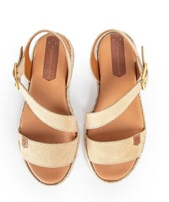 Mujer POPA BRAND Sandalias | Sandalia Plana Leyte Serraje Camel