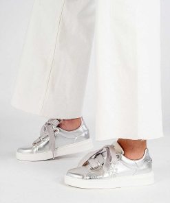 Mujer POPA BRAND Sneakers | Zapatilla Teleno Laminado Plata