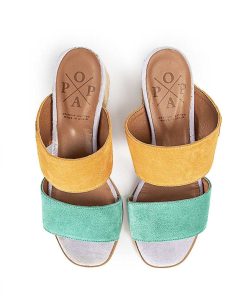 Mujer POPA BRAND Sandalias | Sandalia Tacon Chame Serraje Multicolor