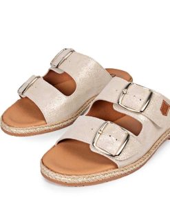 Mujer POPA BRAND Sandalias | Sandalia Plana Galdana Boreal Platino