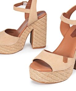 Mujer POPA BRAND Sandalias | Sandalia Tacon Plataforma Saladeta Serraje Arena