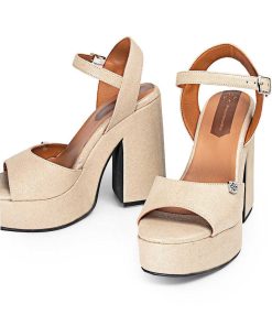 Mujer POPA BRAND Sandalias | Sandalia Tacon Plataforma Monsul Beig